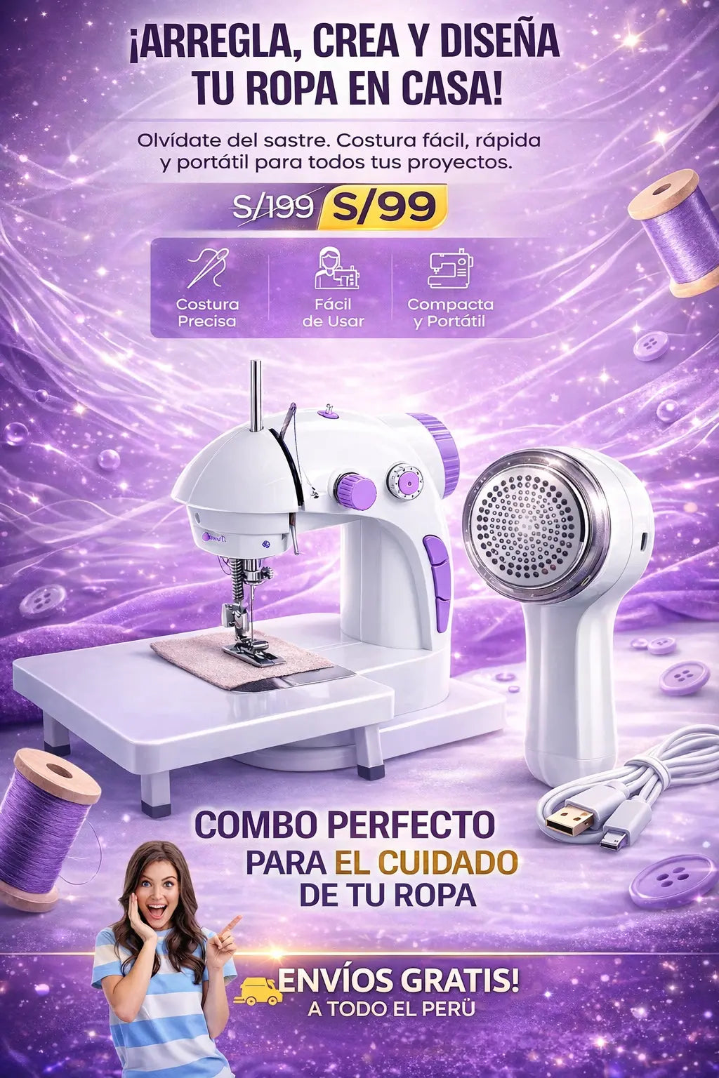 MAQUINA DE COCER MAS REMOVEDOR DE PELUSA