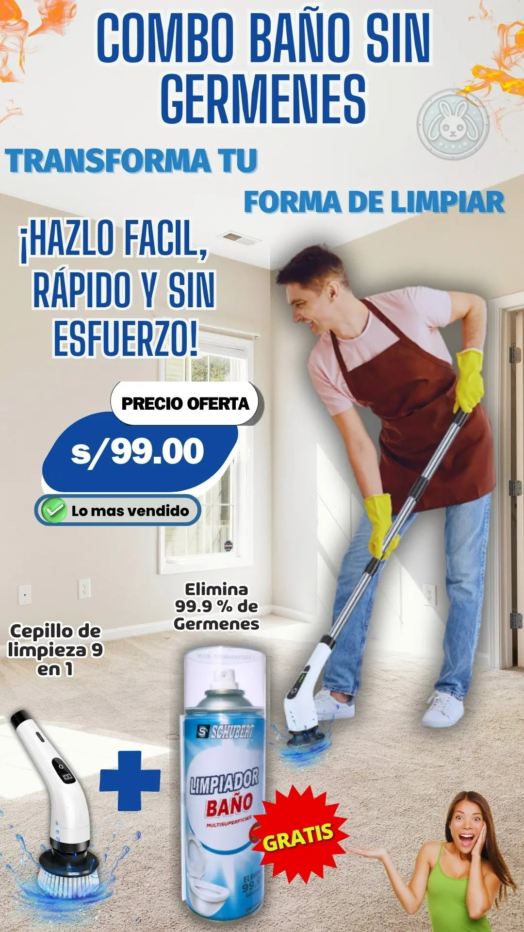 COMBO BAÑO SIN GERMENES