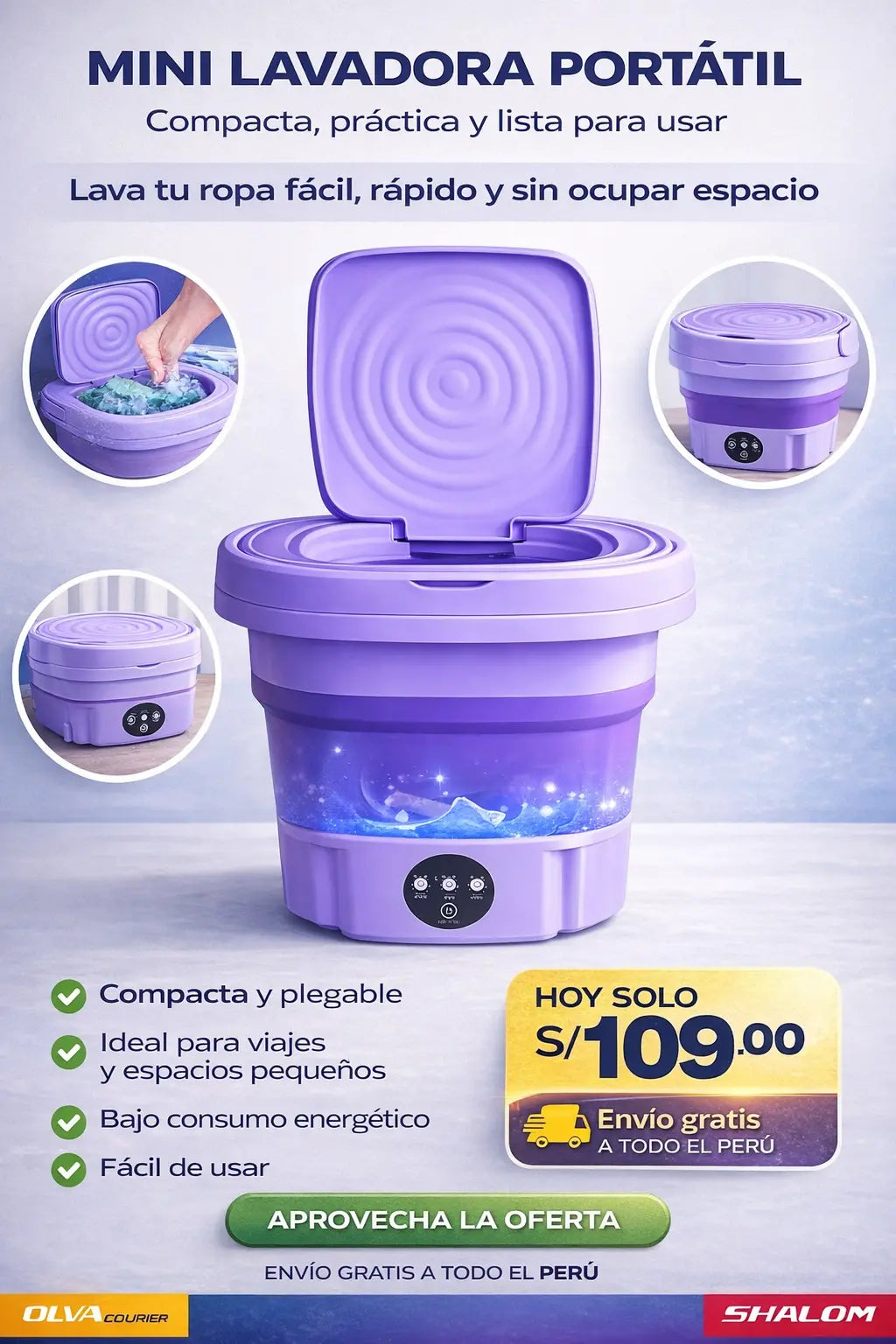 MINI LAVADORA PORTÁTIL PLEGABLE-9L