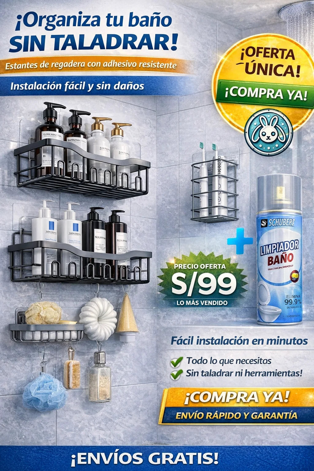 ORGANIZADOR DE BAÑO 5 PIEZAS RCT