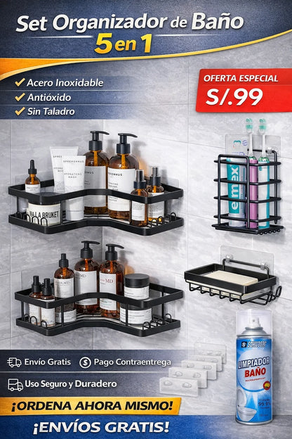 ORGANIZADOR DE BAÑO 5 PIEZAS RCT